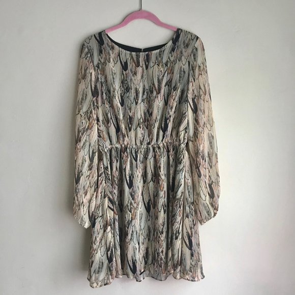 Sugar + Lips / Feather Design Long Sleeve Dress - Picture 1 of 11